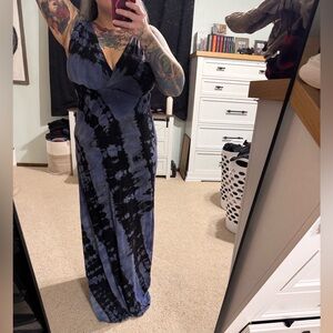Clea Ray Tie-Dye Maxi Dress in Blue and Black